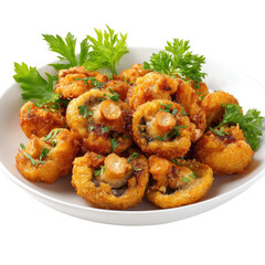 Fried mushrooms isolated on transparent background
