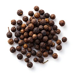 Obraz premium Cubeb Pepper Seeds Unique, Aromatic Spice Seeds with Bold Flavor and Earthy Aroma on White Solid Background, Ideal for Culinary Creations and Seasoning Exotic Dishes 