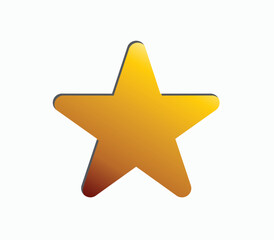 Golden star icon glossy 3D element for rating and success isolated