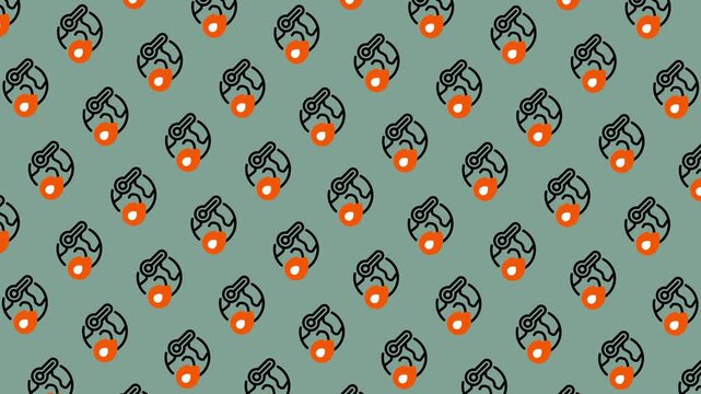 Retro Gaming Headset Pattern with Orange Glow.