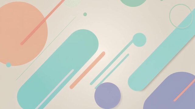 Abstract geometric pattern with pastel colored circles and rounded rectangles on a light background, creating a modern and minimalist design.