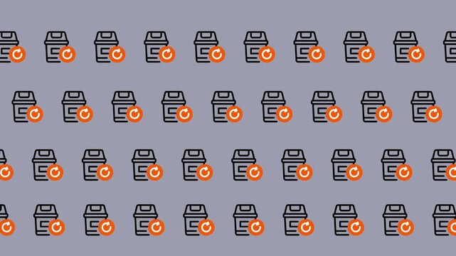 Seamless Pattern of Store Icons with Heart Symbol.