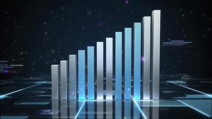Abstract 3D bar chart illustrating financial growth and data analysis in a digital environment. - Powered by Adobe