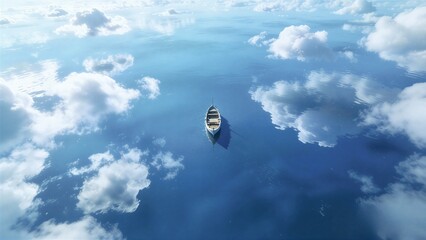 Calm White Boat on Calm Water