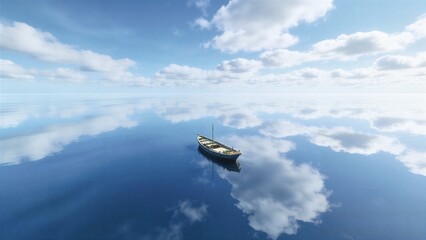 Calm Water Reflection - 3D Render Boat