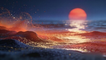 Sunset Over Water 3D Render