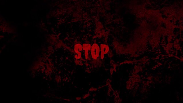 Stop Red Alert Typography with Bloody Grunge Texture for Horror Intro