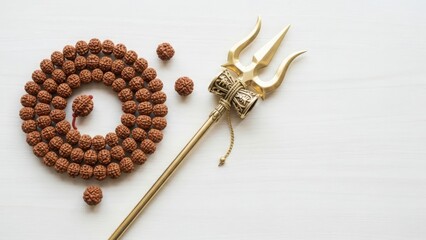 Shiva Trident and Rudraksha Mala: Hindu Spirituality, Meditation Beads