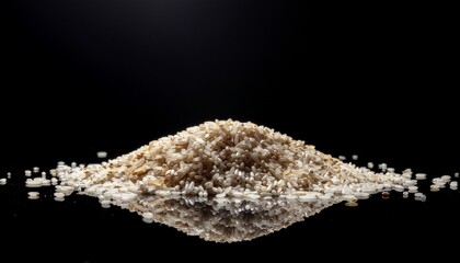 Close up of a pile of granular material, likely salt or sand, against a dark background