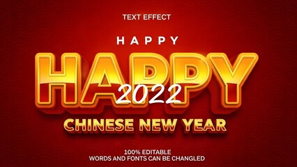 Happy 2022 chinese new year text effect with editable words and points on red background