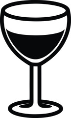 Black and White Wine Glass Icon