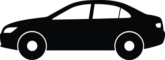 Black and White Sedan Car Silhouette