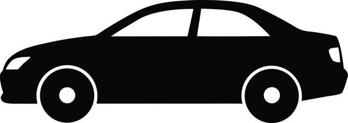 Black and White Sedan Car Silhouette