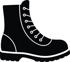 Black and White Combat Boot Icon