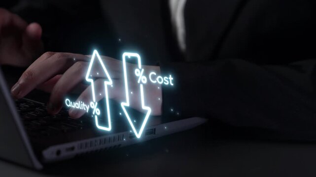 Business concept showing cost reduction and quality increase using Lean, Six Sigma, and Total Quality Management (TQM) to enhance efficiency, value, and customer satisfaction. Muxer