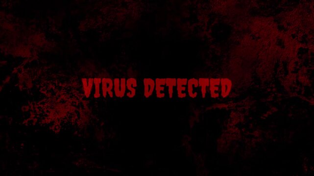Virus Detected Red Alert Typography with Bloody Grunge Texture for Horror Intro