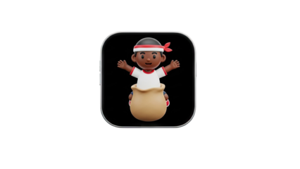3D Boy in a Bag with Red Headband Jumping
