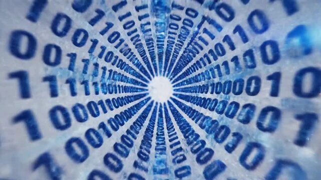 P104-Abstract binary code elements in blue shades on a white background representing digital technology 4K 10s