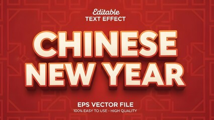 Editable text effect for chinese new year celebration in eps vector file format
