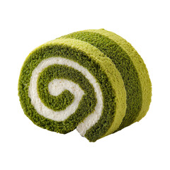 Matcha flavored Swiss rolls with diced filling product photography isolated on transparent background