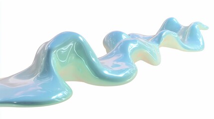 A flowing, iridescent, abstract, wavy, glossy, fluid form, isolated on a clean white background