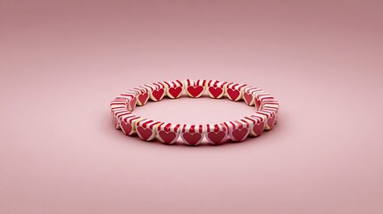 Bracelet with heart-shaped decorations on a pink background