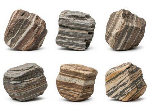 Collection of various striped rocks and stones - Powered by Adobe