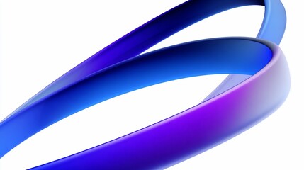 A vibrant, flowing abstract shape morphing from purple to blue on a clean white background