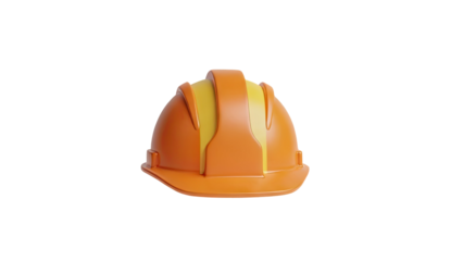3D Orange and yellow hard hat on a transparent background