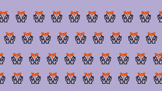 Cute Fox Icon Pattern on Purple Background.