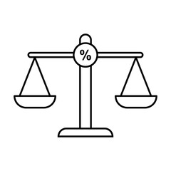 Balance Scale Icon with Percentage Symbol for Finance and Value Comparison