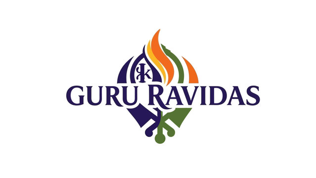Guru Ravidas Logo with Flame and Symbol.