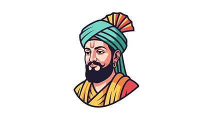 Chhatrapati Shivaji Maharaj illustration in traditional attire.