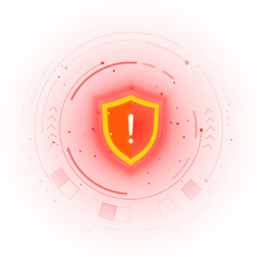 Png Cyber security alert and warning shield for digital protection technology red safety transparent icon