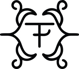 Elegant Ornate Flourish Logo Design With Symmetrical Curved Lines and Cross Center