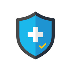 Fototapeta premium Medical Shield with Plus Symbol and Check Mark Healthcare and Protection Concept