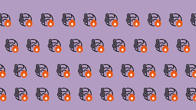 Pattern of Face Masks with Orange Glow.