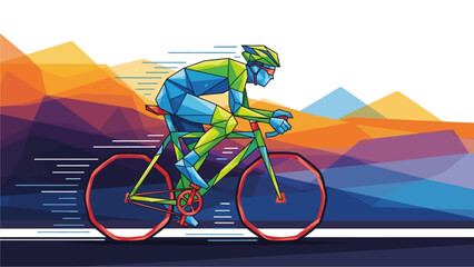 Fototapeta premium Abstract Geometric Cycling Athlete Vector