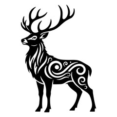 Majestic stag with ornate swirling patterns on its body and elaborate antlers deer animal