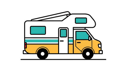 Rv Camper Vehicle Exterior Side View on Road