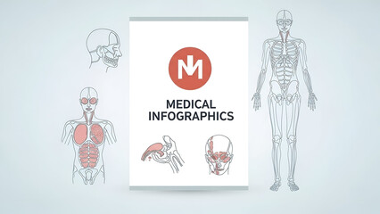 Medical Infographics Poster Displayed Between Anatomical Sketches