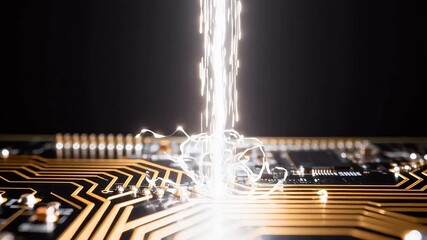 Closeup of a circuit board with light effect - Powered by Adobe