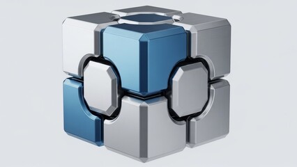 3D Rendered Puzzle Piece Connection Concept.