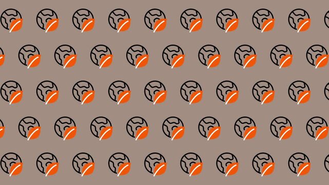 Seamless Pattern of Dumbbell Icons with Orange Weights.