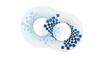 Abstract Blue and White Circular Patterns.