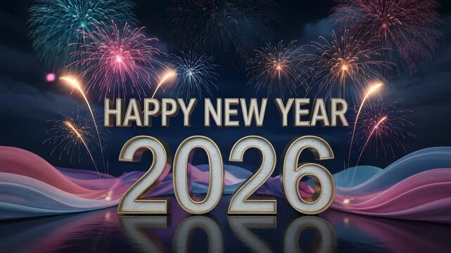 Happy New Year 2026 celebration with vibrant fireworks display
