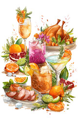 Rectangular frame made of fresh green leaves and lush foliage on transparent background
