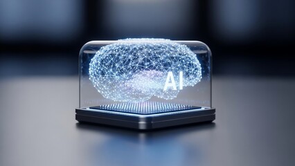 AI Concept in Glass Container Modern Technology.