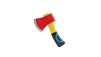 3D Red and Yellow Axe Icon on transparent background