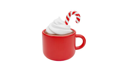 3D Hot Chocolate Mug with Whipped Cream and Candy Cane